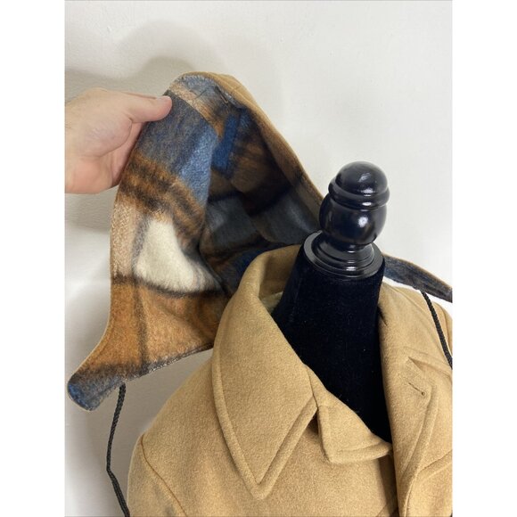 Vintage Mitchell Wool Duffle Coat 70s Toggle Plaid Lined Winter Woman M - Picture 5 of 14